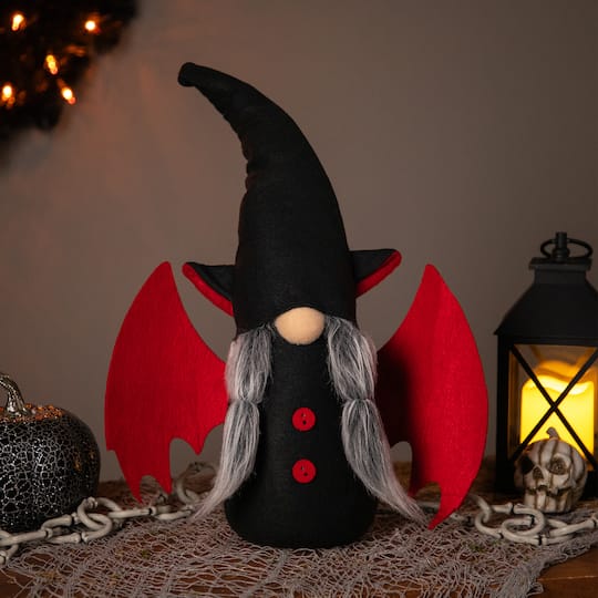 18" Female Black & Red Halloween Gnome with Bat Wings By Northlight in Black/Red | 12.5" x 12.5" x 5" | Michaels®